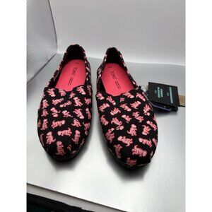 NEW TOMS Women's Pink Dinosaur Alpargata Shoes Glow in the Dark Neon T-Rex Sz 6